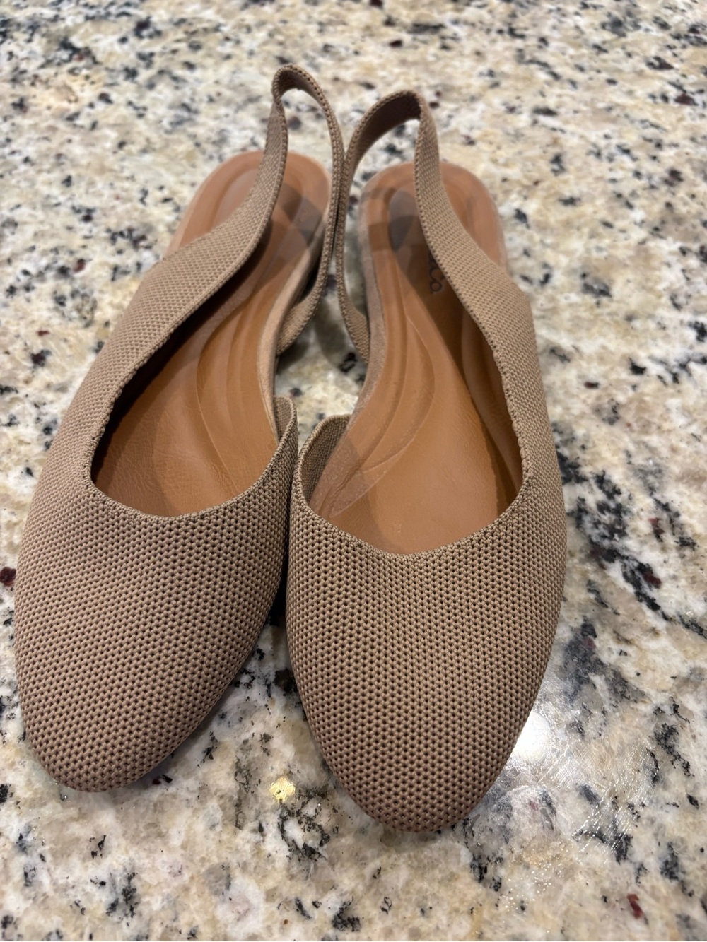 Women’s Slingback oval Toe Flats in Taupe
